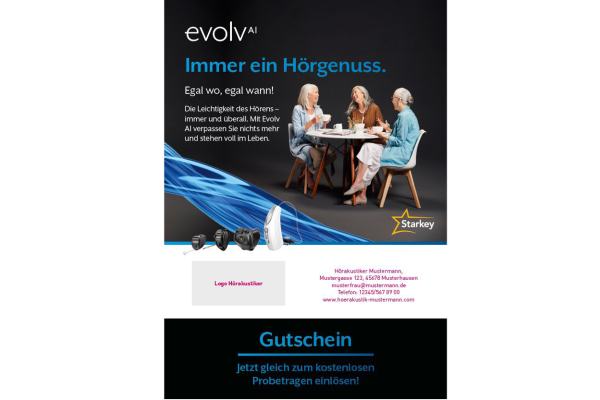 Haushaltswerbung Flyer POSTAKTUELL Evolv AI Hörgenuss